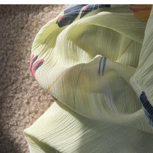 O'Neill Dress Beach Dress Textured Crepe Yellow Floral Straps Drawstring Waist - Picture 9 of 13